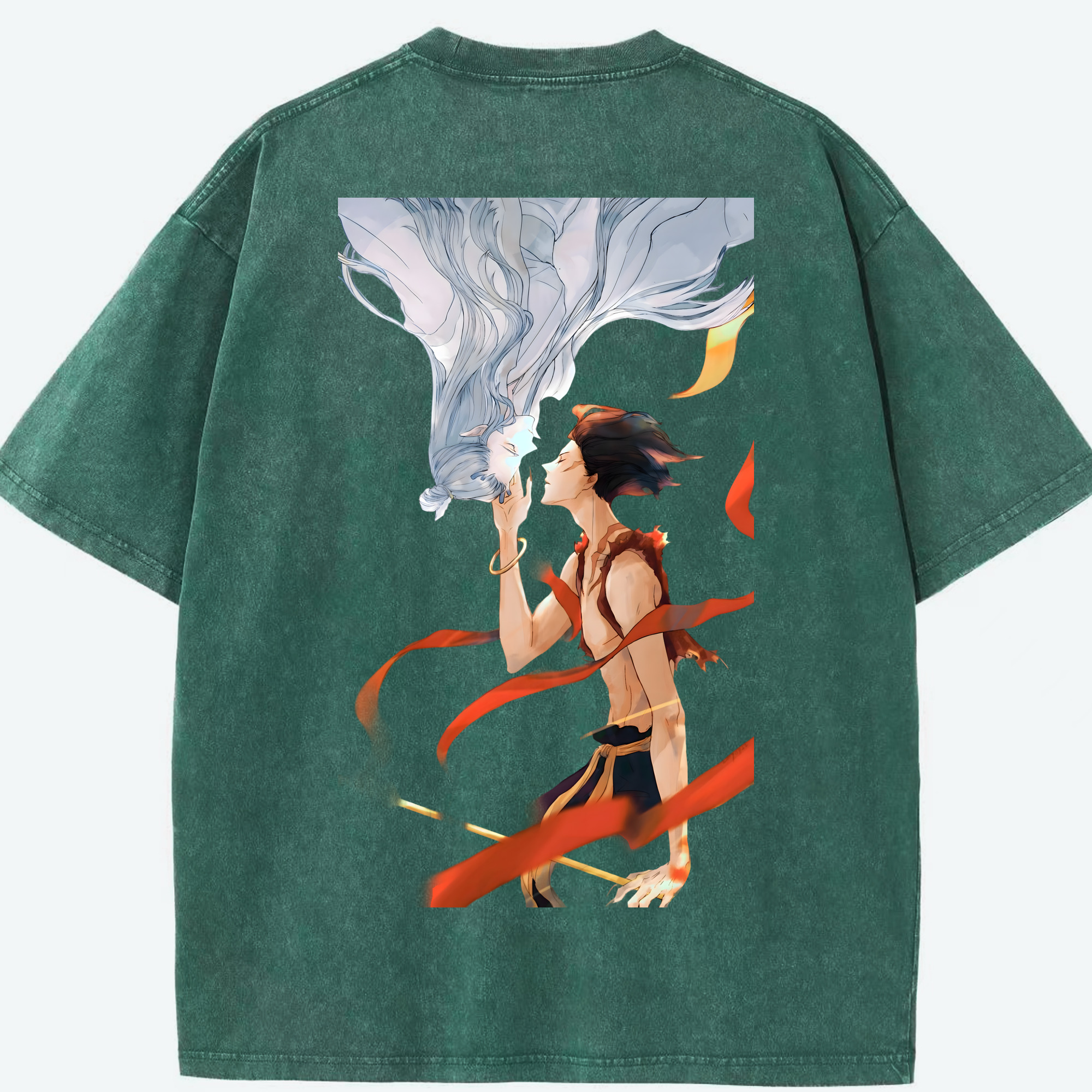 （画像用） Ne Zha 2 ナタ 魔童の大暴れ 綿100% ヴィンテージ風 半袖Tシャツ（背面プリント）